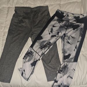 Gray and Black Leggings Athletic Style
